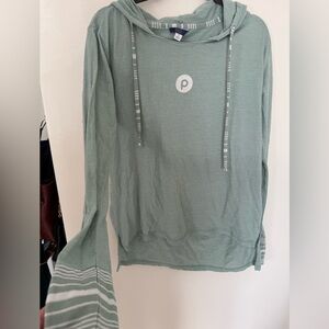 Green Hooded Publix Shirt with Striped Details